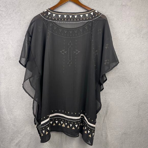 Lane Bryant Womens Swim Cover Up SZ 18/20 Black Boho Aztec Beach Resort Summer - Picture 6 of 9